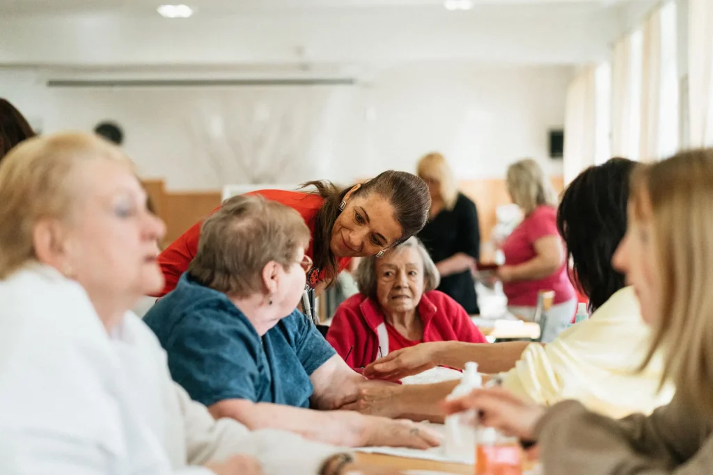 Care team spending time with seniors